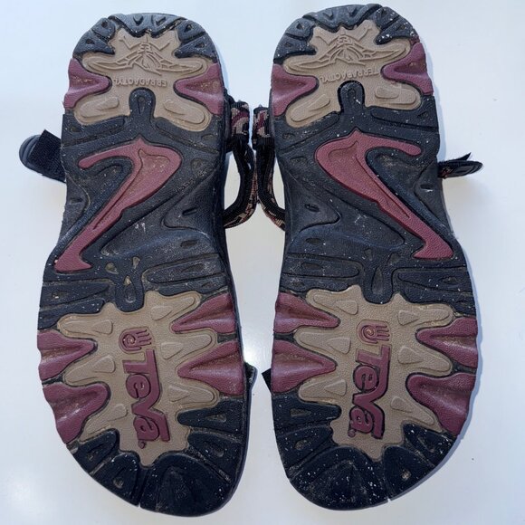 Teva Sz 10 Hiking Sandals Terradactyl Shock Pad Black & Multi Strap Adjustable - Picture 9 of 12